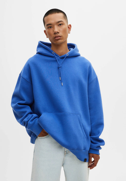 PULL & BEAR BASIC HOODIE UNISEX | BLUE DENIM
